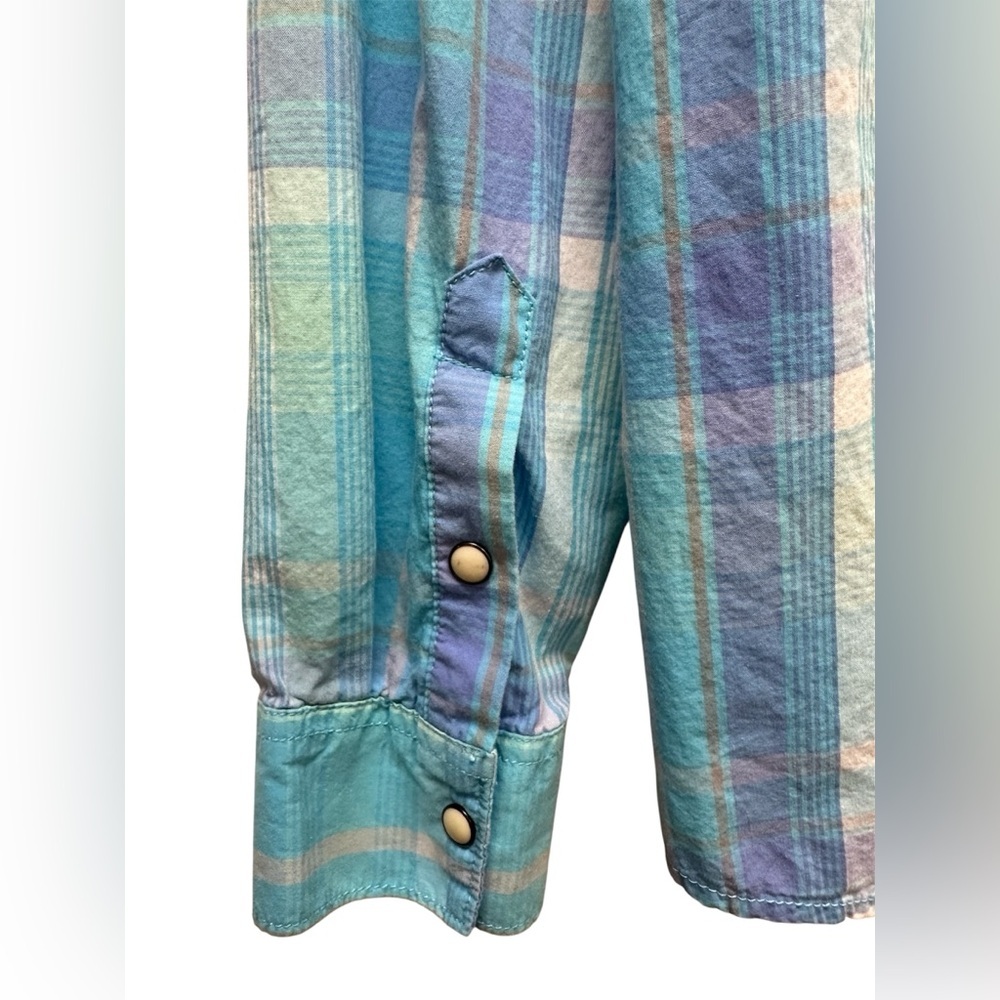 Red Camel Mens Sz L Long-Sleeved Plaid Button Up Pockets Pearl Buttons Western - Picture 5 of 8